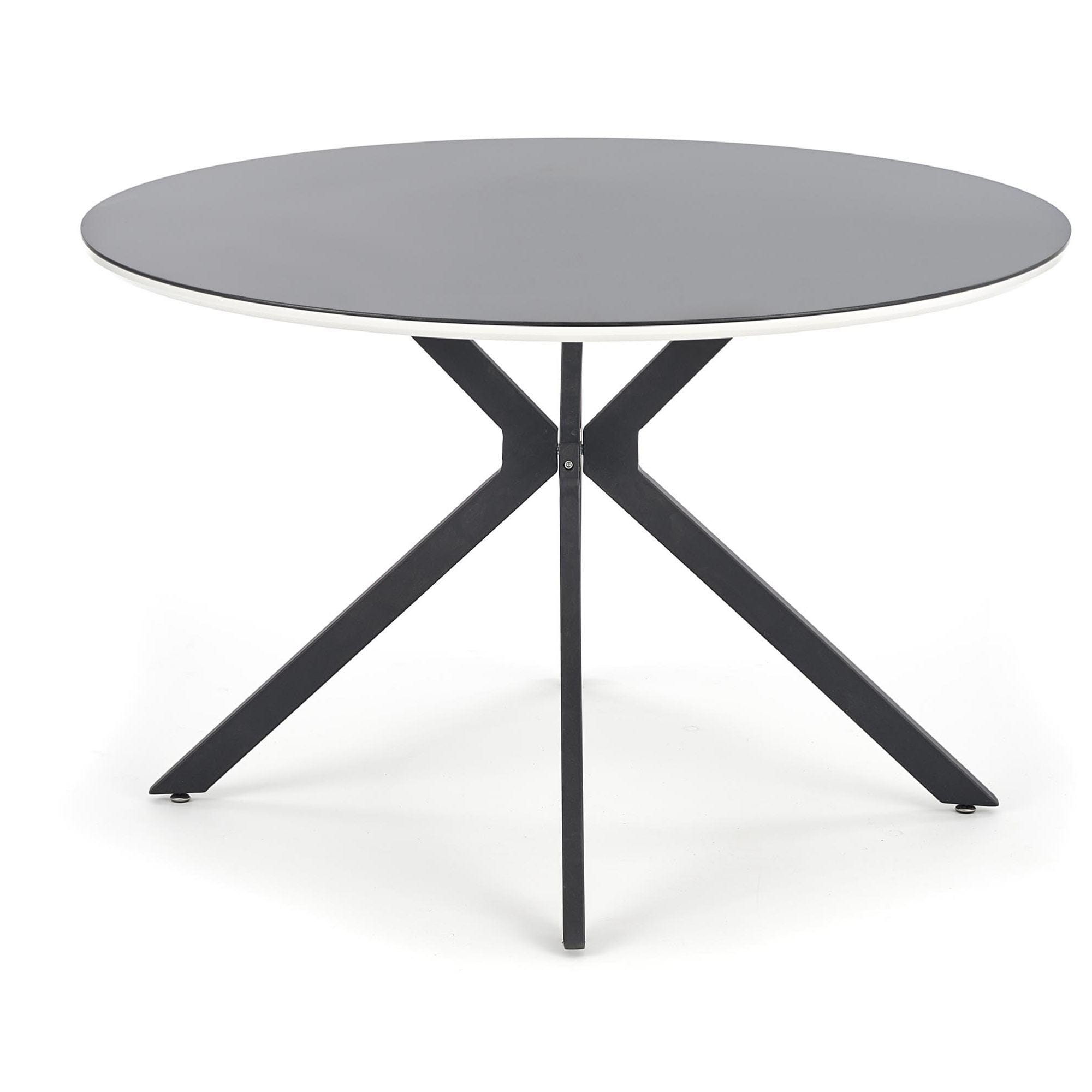 Halmar Masa rotunda din sticla, MDF si metal, Avelyn Negru / Alb, Ø120xH76 cm