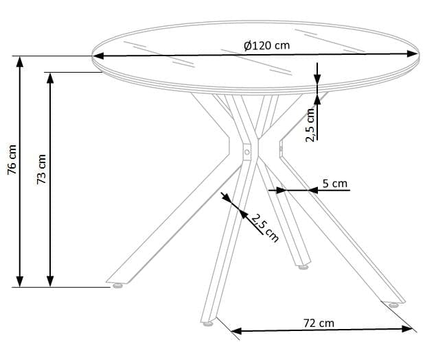 Masa rotunda din sticla, MDF si metal, Avelyn Negru / Alb, Ø120xH76 cm (10)