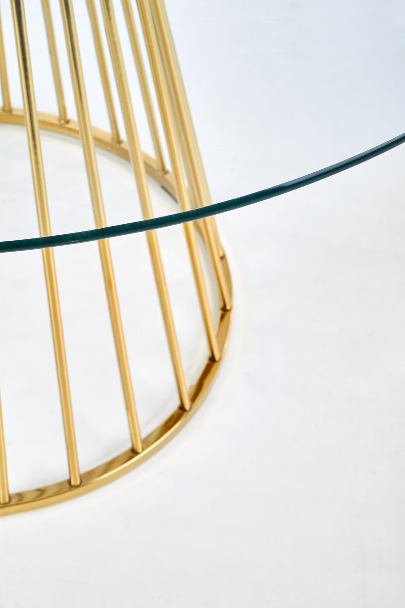 Halmar Masa rotunda din sticla si metal Livy Transparent / Auriu, Ø120xH75 cm