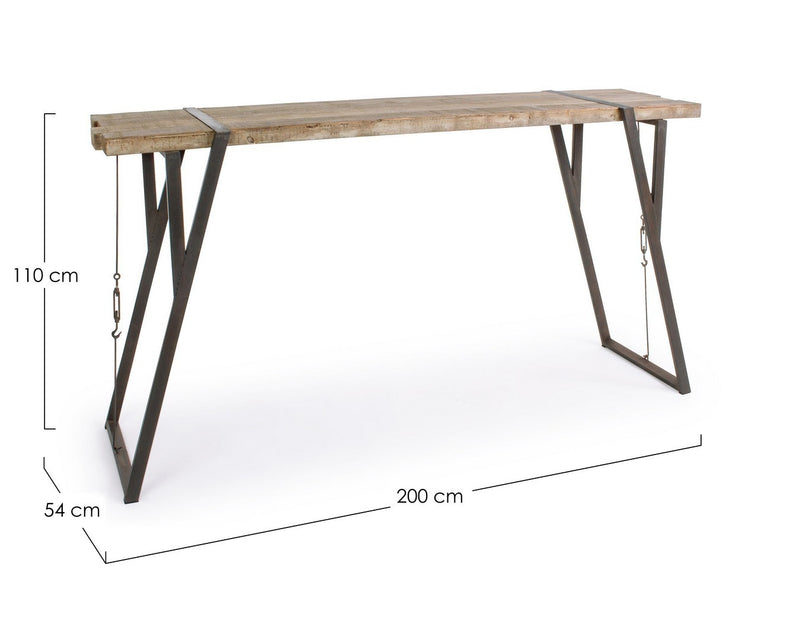 Masa de bar din lemn de brad si metal Blocks Natural / Negru, L200xl54xH110 cm (5)