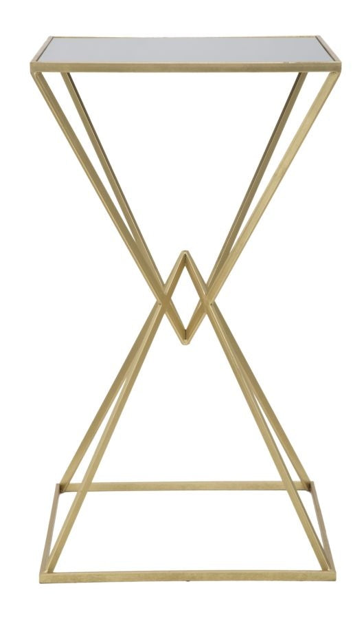 Masa de bar din metal si sticla Piramid Auriu / Negru, L60xl60xH105 cm (2)
