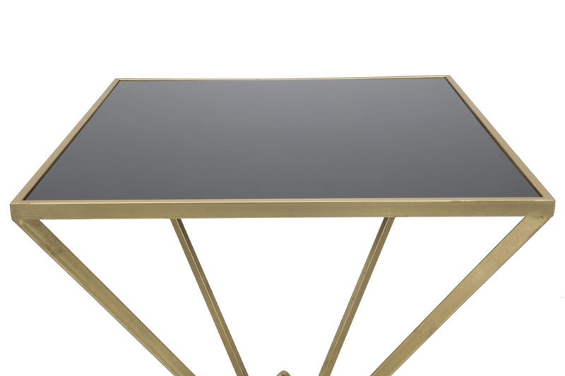 Masa de bar din metal si sticla Piramid Auriu / Negru, L60xl60xH105 cm (5)