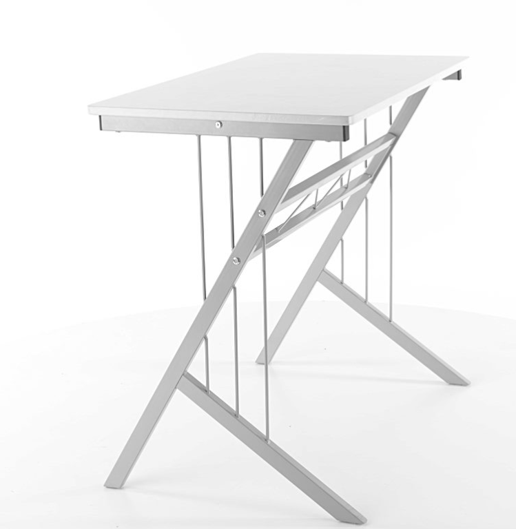Masa de birou din pal si metal, Benny-120 Alb / Aluminiu, L80xl51xH72 cm (5)