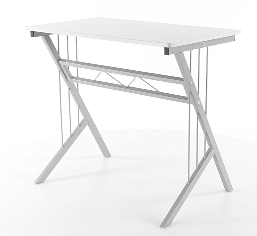 Masa de birou din pal si metal, Benny-120 Alb / Aluminiu, L80xl51xH72 cm (3)