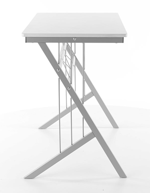 Masa de birou din pal si metal, Benny-120 Alb / Aluminiu, L80xl51xH72 cm (6)