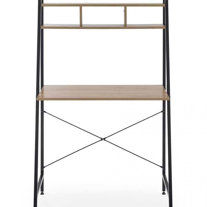 Masa de birou cu etajera, din pal si metal Narcis B2 Stejar Sonoma / Negru, L84xl46xH142 cm (1)