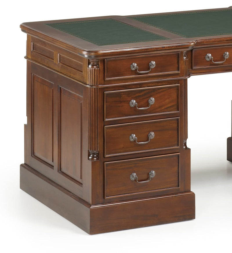 Masa de birou din lemn cu 6 sertare si 1 usa, Vintage Panter Nuc, L160xl80xH80 cm (1)