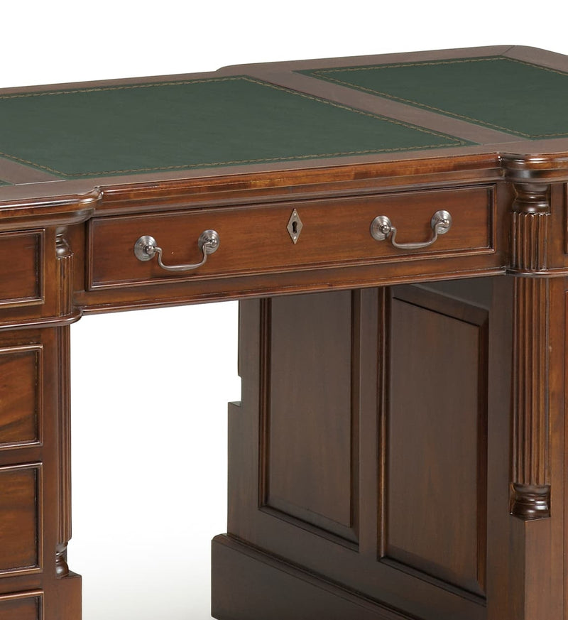 Masa de birou din lemn cu 6 sertare si 1 usa, Vintage Panter Nuc, L160xl80xH80 cm (3)