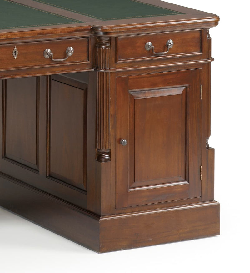 Masa de birou din lemn cu 6 sertare si 1 usa, Vintage Panter Nuc, L160xl80xH80 cm (4)