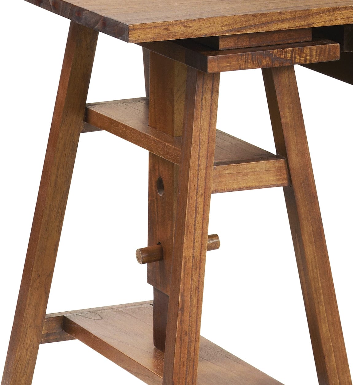 Masa de birou din lemn si furnir, cu 3 sertare si inaltime reglabila, Star Nuc, L152xl70xH78-98 cm (4)
