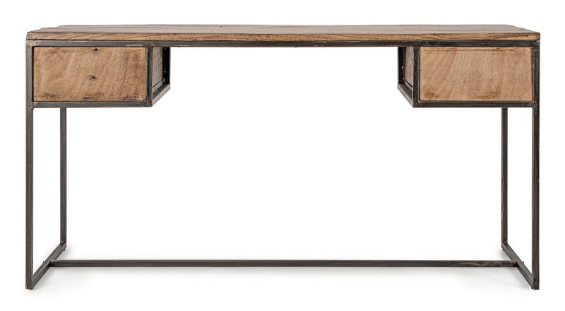Masa de birou din lemn si metal, cu 2 sertare Elmer Natural / Negru, L150xl60xH77 cm (4)