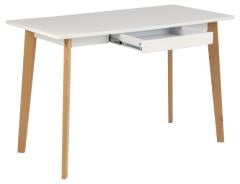 Masa de birou din MDF si lemn, cu 1 sertar, Raven Alb / Natural, L117xl58xH75,5 cm (3)