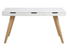 Masa de birou din MDF si lemn, cu 3 sertare, Estelle Alb / Frasin, L141,8xl60xH75,8 cm (3)