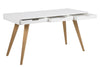 Masa de birou din MDF si lemn, cu 3 sertare, Estelle Alb / Frasin, L141,8xl60xH75,8 cm (4)