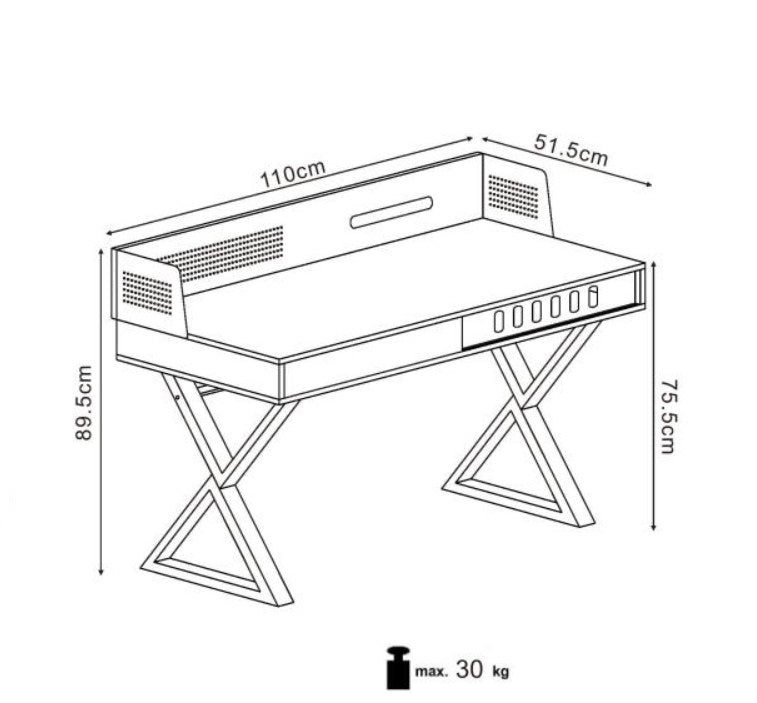 Masa de birou din MDF si metal Ben-43 Stejar / Negru, L110xl51xH90 cm (10)