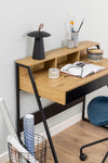 Masa de birou din pal si metal, cu 2 sertare, Reece Stejar Wild / Negru Mat, L100xl50xH88 cm (2)