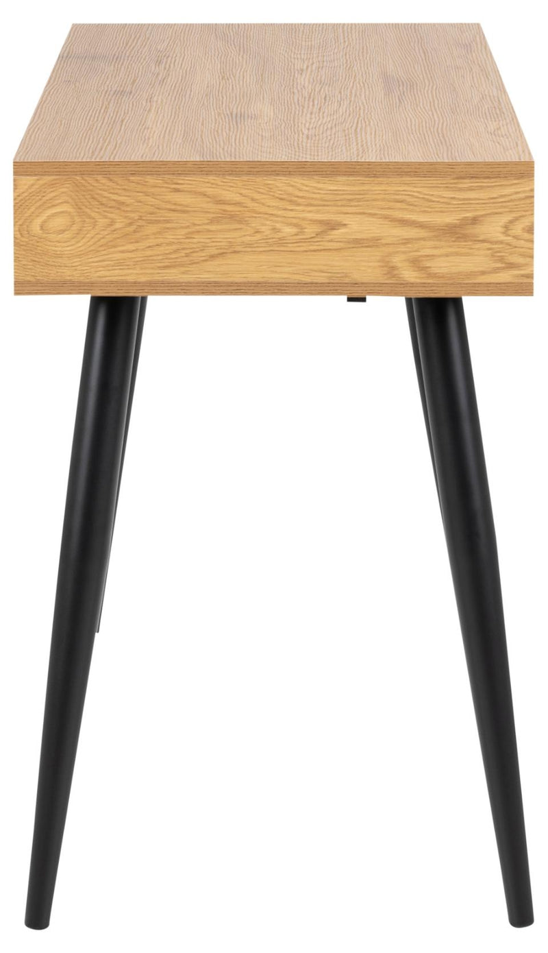 Masa de birou din MDF si metal, cu 3 sertare, Neptun Stejar Wild / Negru Mat, L110xl50xH77,1 cm (8)