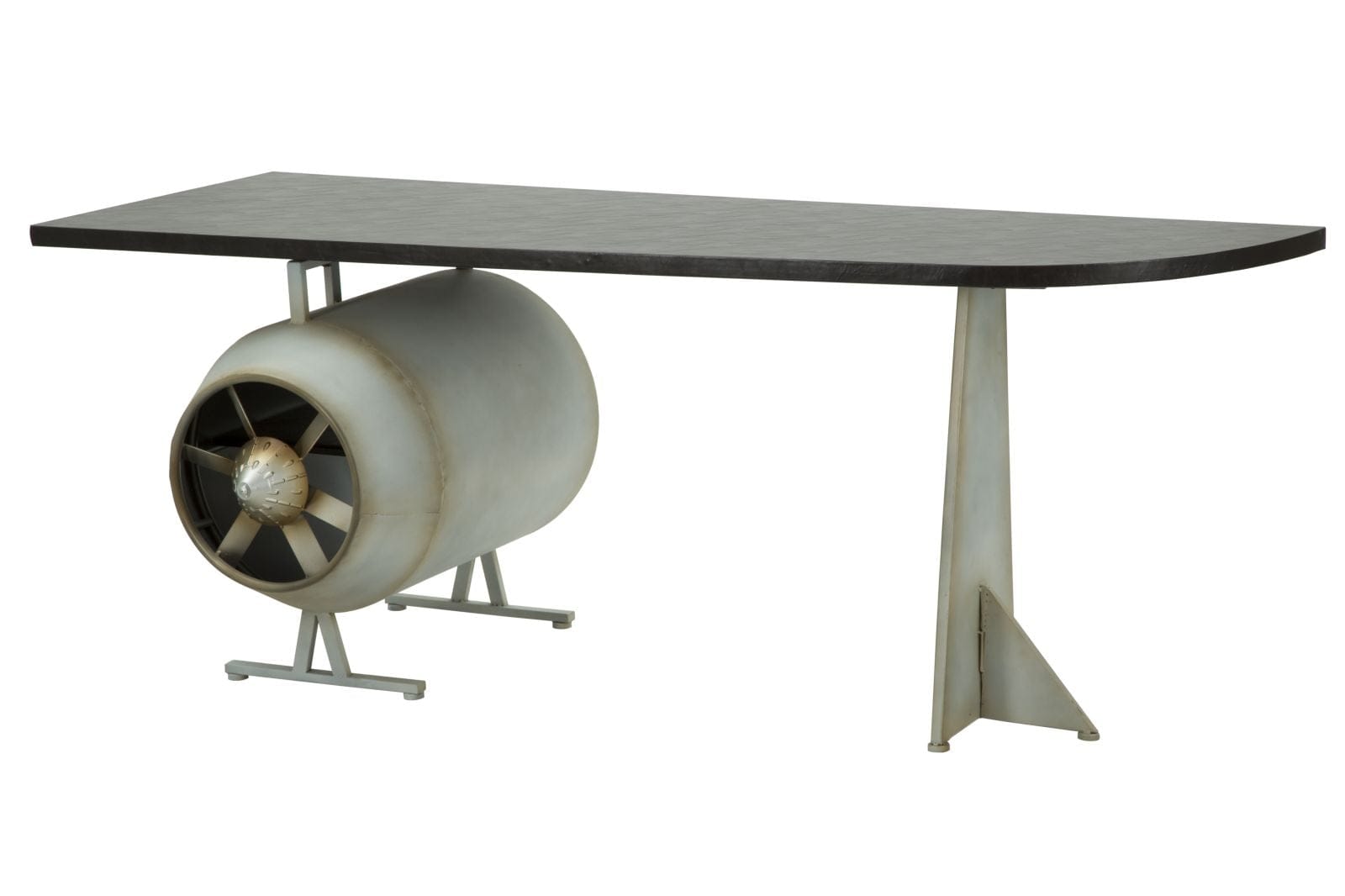 Masa de birou din metal si MDF Aviator Gri, L181xl70,5xH71 cm (1)