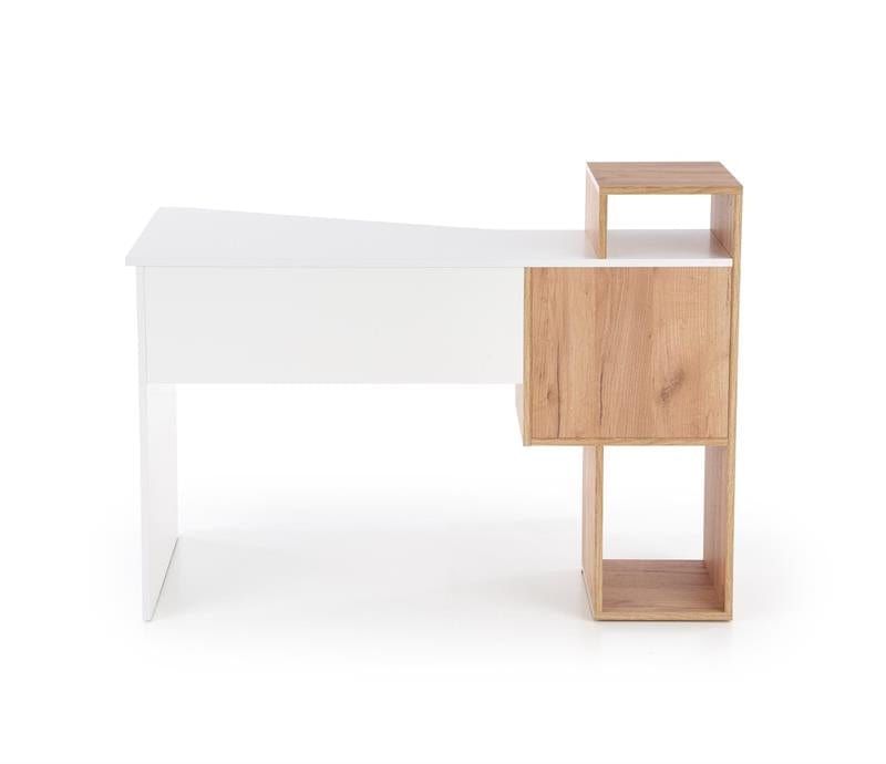 Masa de birou din pal, cu 1 sertar, Coffey Stejar / Alb, L122xl57xH90 cm (7)
