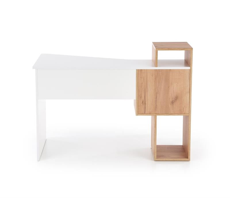 Masa de birou din pal, cu 1 sertar, Coffey Stejar / Alb, L122xl57xH90 cm (7)
