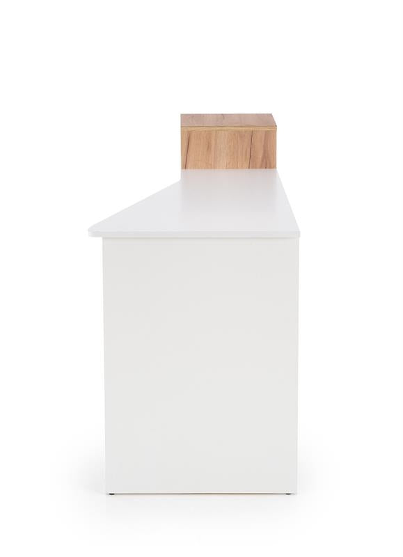 Masa de birou din pal, cu 1 sertar, Coffey Stejar / Alb, L122xl57xH90 cm (4)