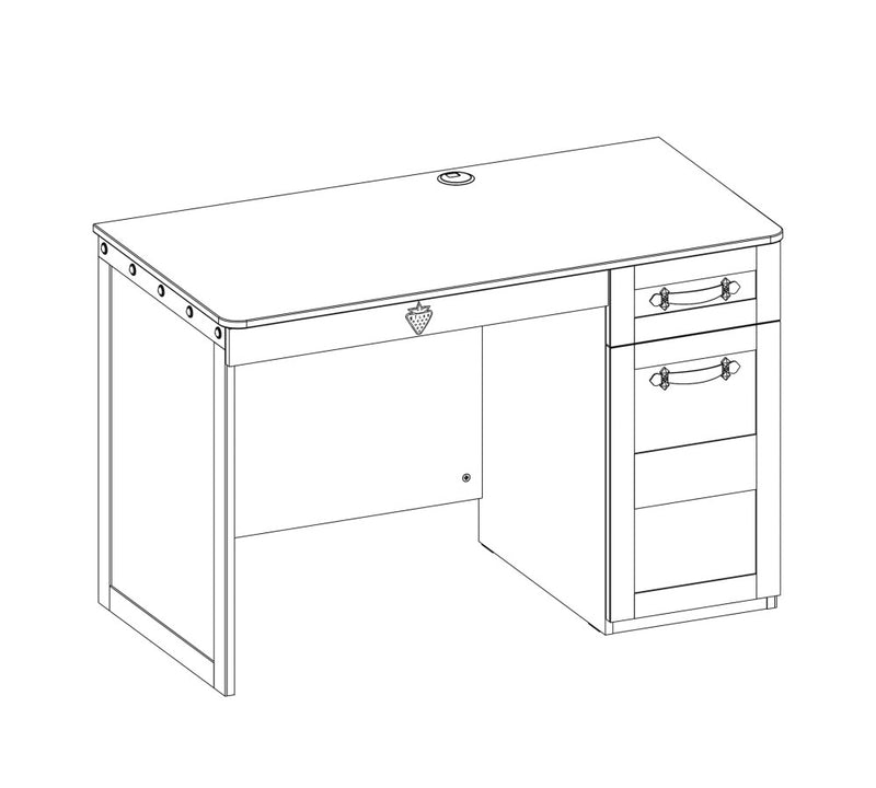 Masa de birou din pal, cu 2 sertare si 1 usa, pentru copii, Pirate Maro, L118xl61xH76 cm (11)