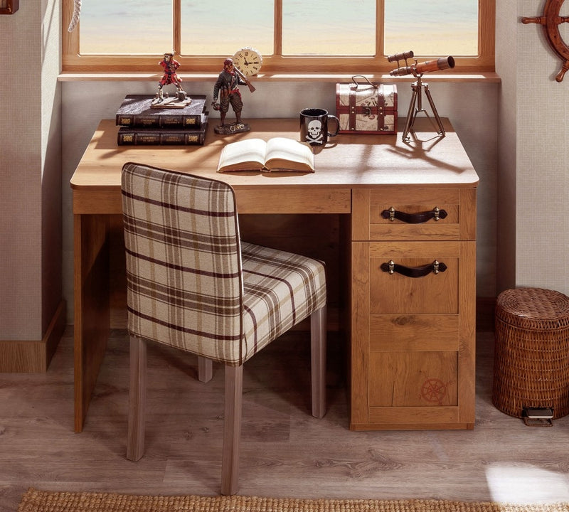 Masa de birou din pal, cu 2 sertare si 1 usa, pentru copii, Pirate Maro, L118xl61xH76 cm (5)