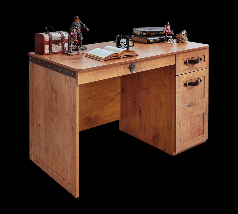 Masa de birou din pal, cu 2 sertare si 1 usa, pentru copii, Pirate Maro, L118xl61xH76 cm (9)