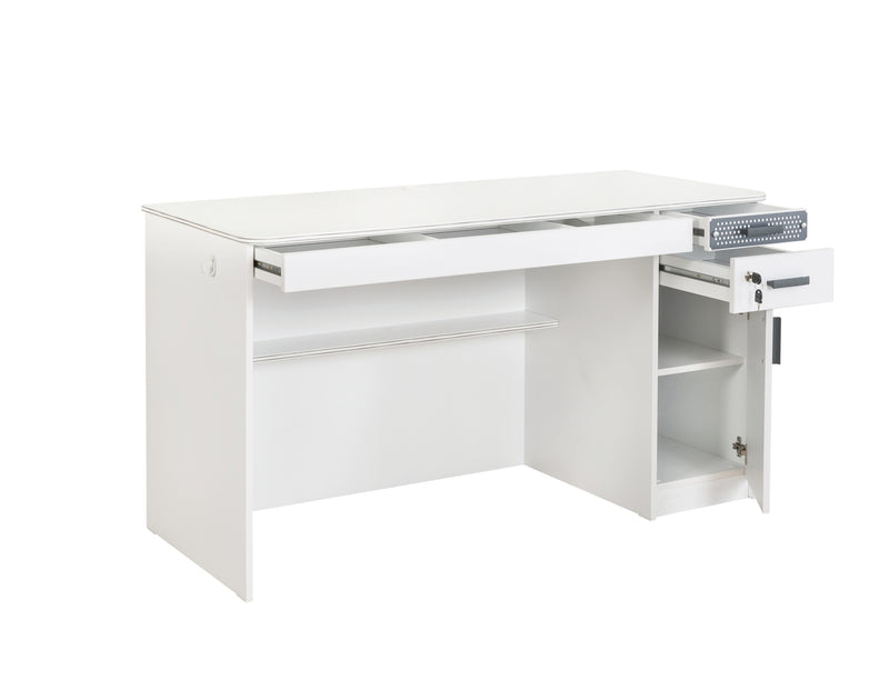 Masa de birou din pal, cu 3 sertare si 1 usa pentru tineret White Large, L138xl58xH75 cm (2)