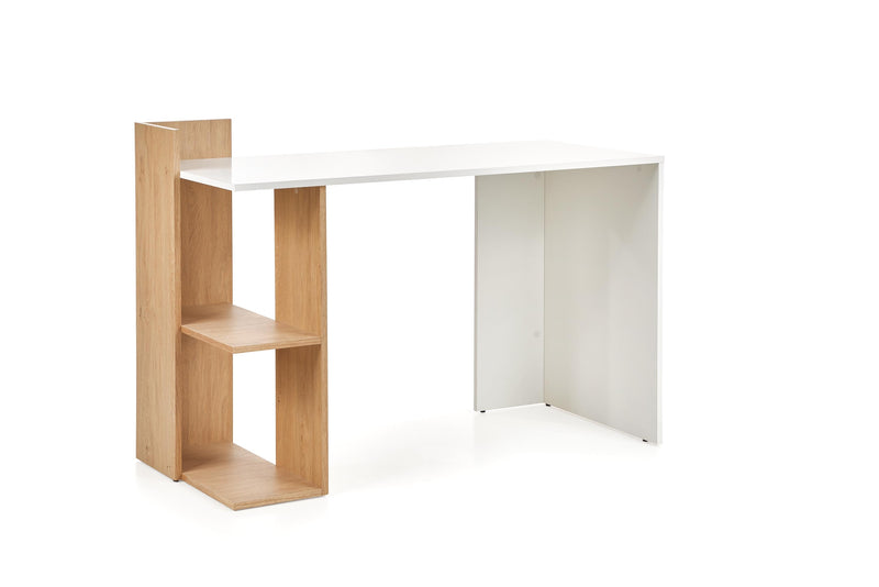 Masa de birou din pal Flanders Stejar / Alb, L122xl57xH85 cm