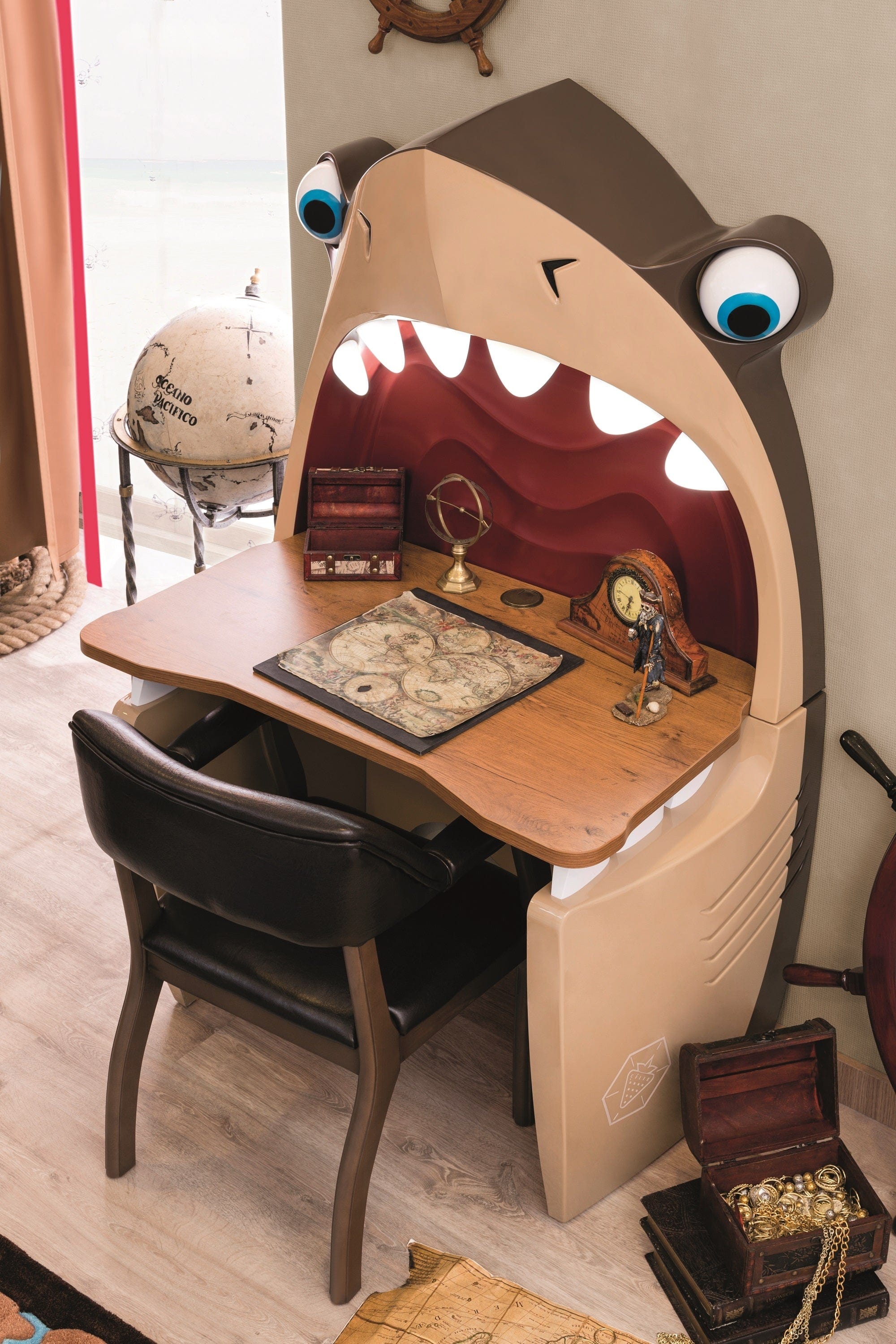 Masa de birou din pal, pentru copii, Pirate Shark Maro, L102xl61xH158 cm (7)