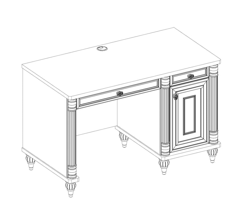 Masa de birou din pal cu 2 sertare si 1 usa, pentru copii si tineret, Romantic Alb, L117xl62xH75 cm (12)