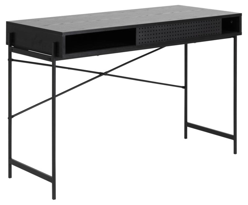 Masa de birou din pal si metal, Angus Antracit / Negru, L110xl50xH75 cm (2)