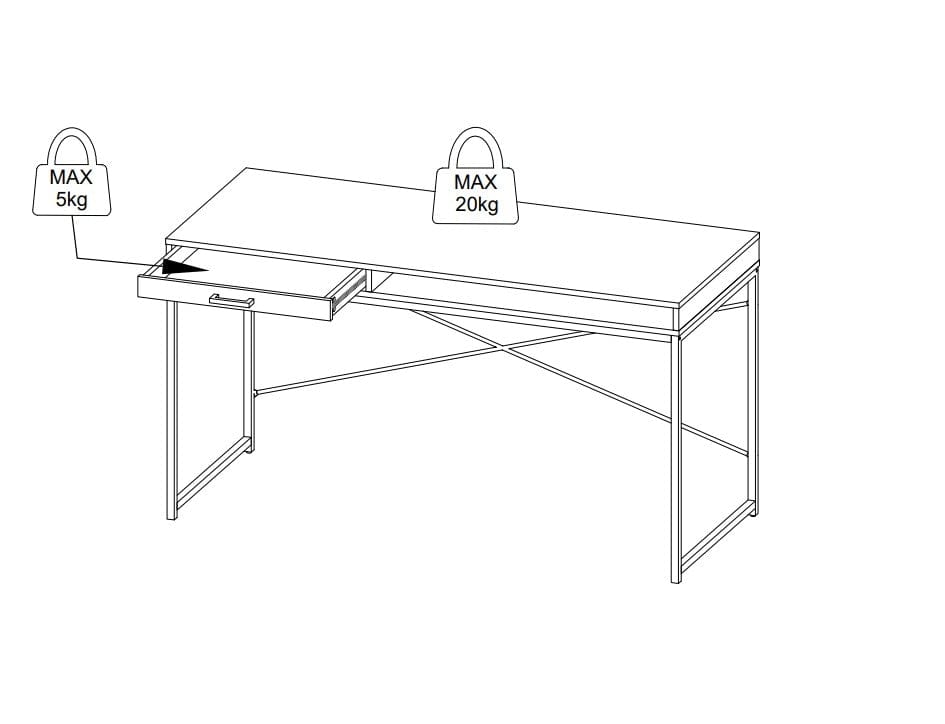 Masa de birou din pal si metal, cu 1 sertar, Seaford Stejar / Negru Mat, L140xl58xH76 cm (11)