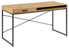 Masa de birou din pal si metal, cu 1 sertar, Seaford Stejar / Negru Mat, L140xl58xH76 cm