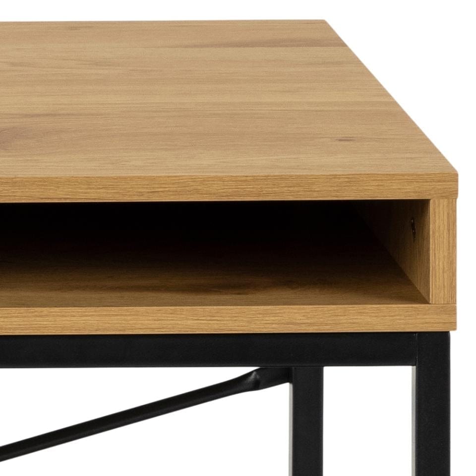 Masa de birou din pal si metal, cu 1 sertar, Seaford Stejar / Negru Mat, L140xl58xH76 cm (8)