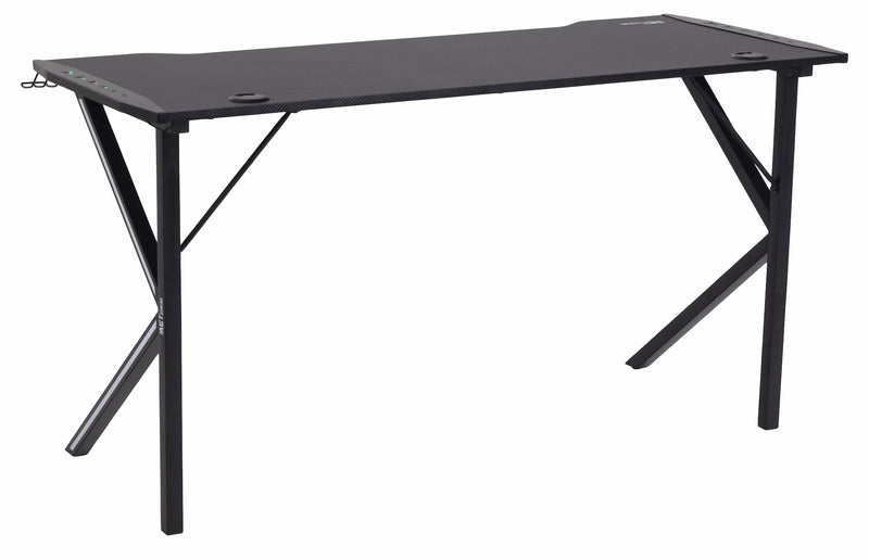 Masa de birou din pal si metal, cu LED inclus, Ninja Negru, L140xl60xH75 cm (4)