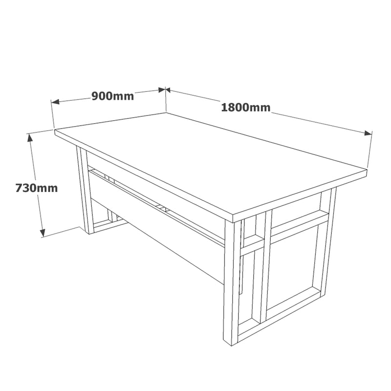 Masa de birou din pal si metal, Office MN01-BA Stejar Baroc / Antracit, L180xl90xH73 cm (4)
