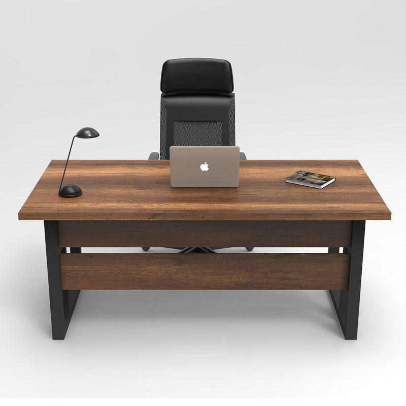Masa de birou din pal si metal, Office MN01-BA Stejar Baroc / Antracit, L180xl90xH73 cm (1)