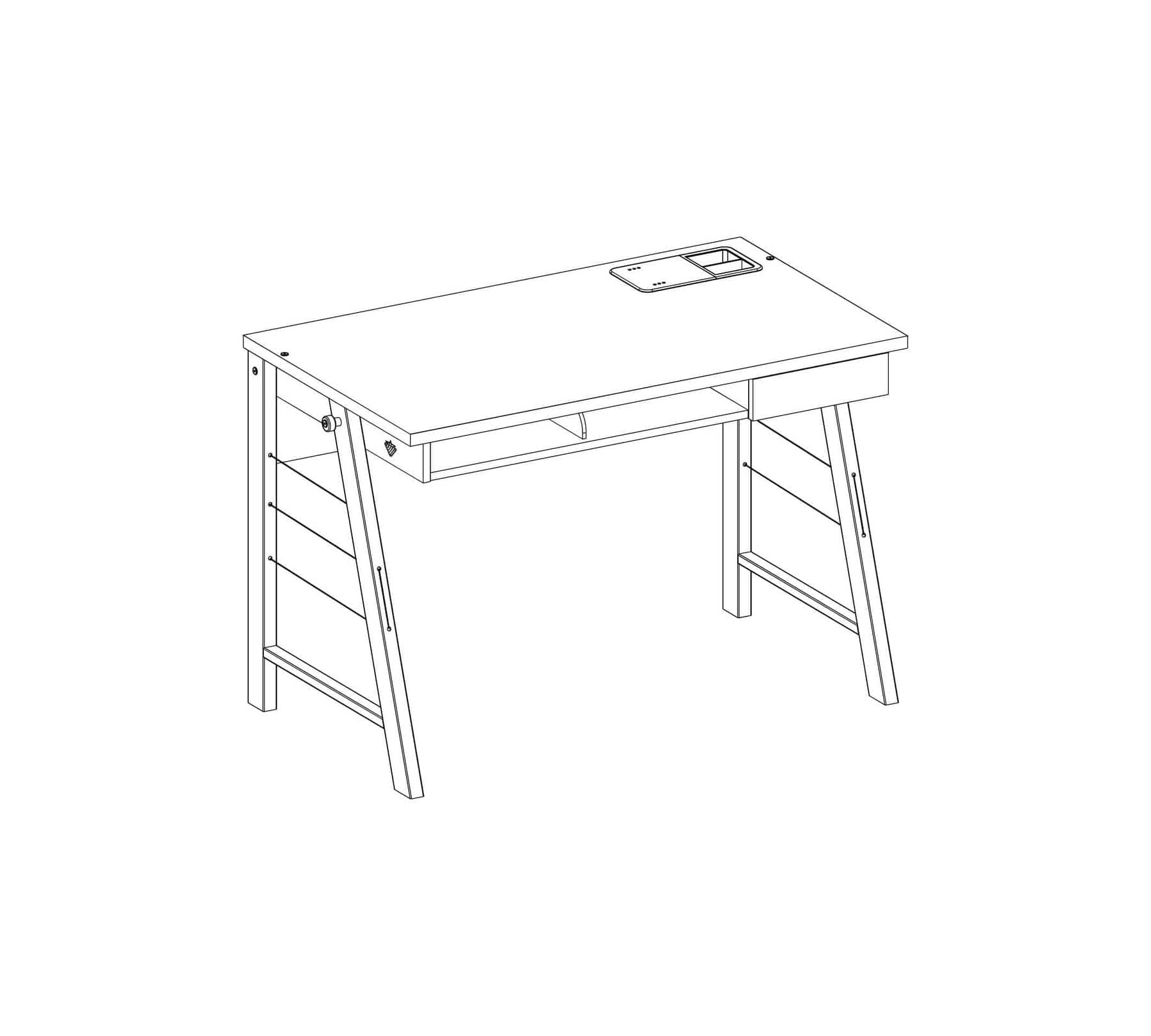 Masa de birou din pal si metal, cu 1 sertar, pentru tineret, Duo Natur / Alb, l114xA64xH76 cm (3)