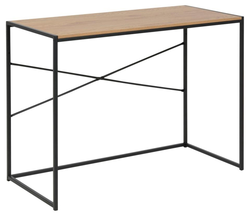 Masa de birou din pal si metal, Seaford Negru Mat, L100xl45xH75 cm (2) & ACTN-SEAFORD-BLACK