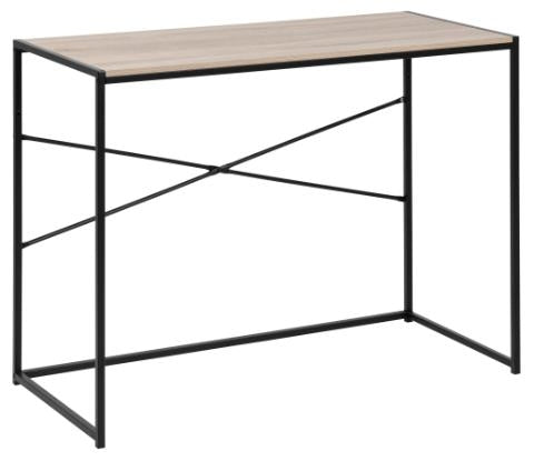 Masa de birou din pal si metal, Seaford Negru Mat, L100xl45xH75 cm & ACTN-SEAFORD-BLACK