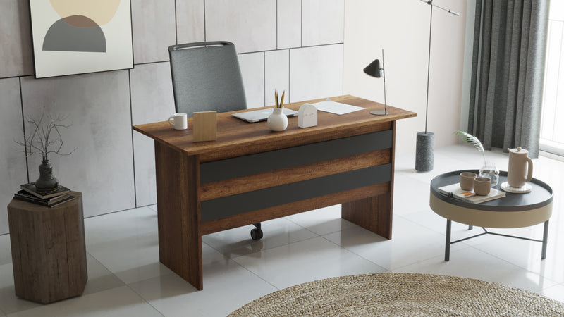 Masa de birou din pal Vario Stejar Baroc / Antracit, L140xl60xH73,8 cm (2)