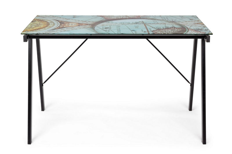 Masa de birou din sticla si metal, pentru copii Gulliver Multicolor / Negru, L113xl58xH73 cm (2)