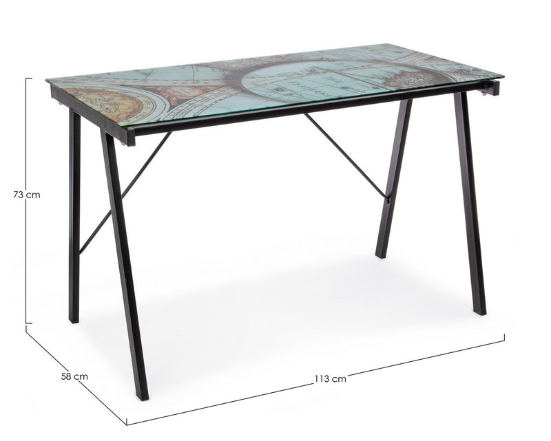 Masa de birou din sticla si metal, pentru copii Gulliver Multicolor / Negru, L113xl58xH73 cm (3)