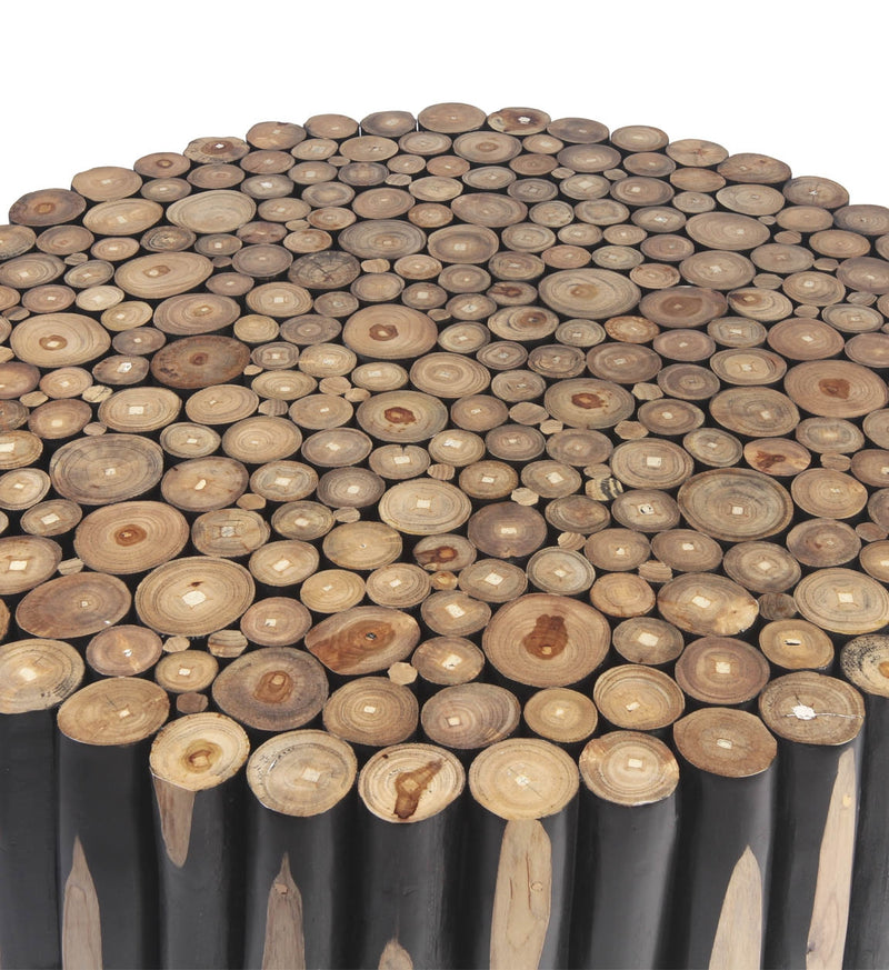 Masa de cafea din lemn, Cody Large Negru / Natural, Ø70xH50 cm (1)