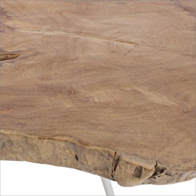Masa de cafea din lemn de tec si metal Savanna Natural / Alb, L40xl40xH70 cm (1)