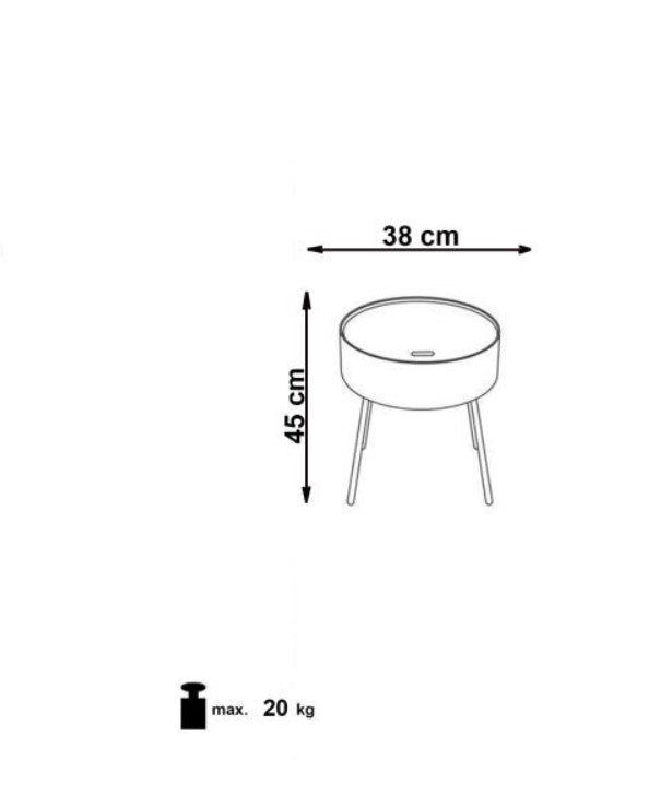 Masa de cafea din MDF, lemn si metal Auren Alb / Negru, Ø38xH45 cm (7)