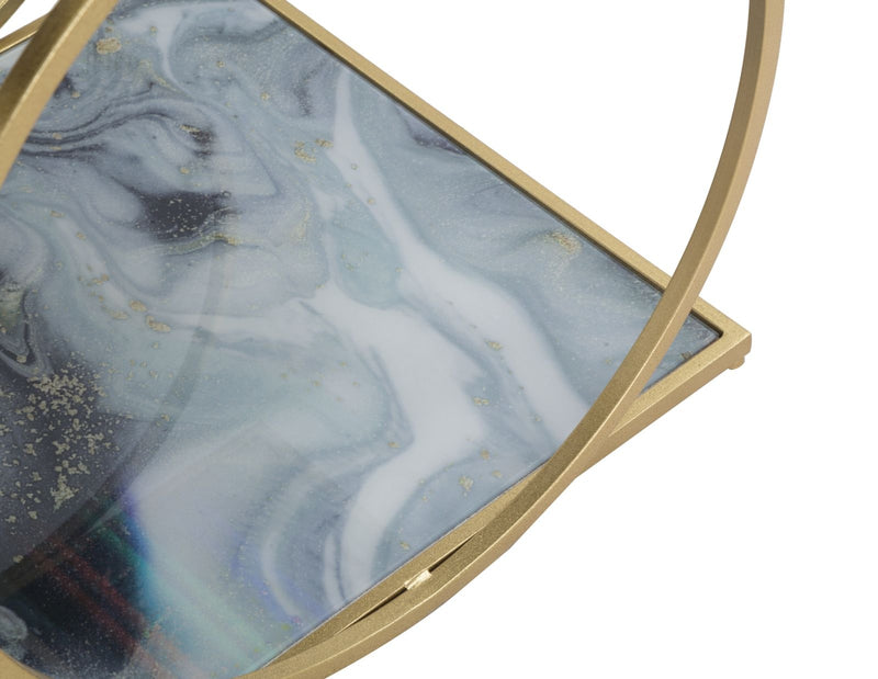 Masa de cafea din metal si sticla, Glamys Albastru / Auriu, L52,5xl50xH51 cm (6)