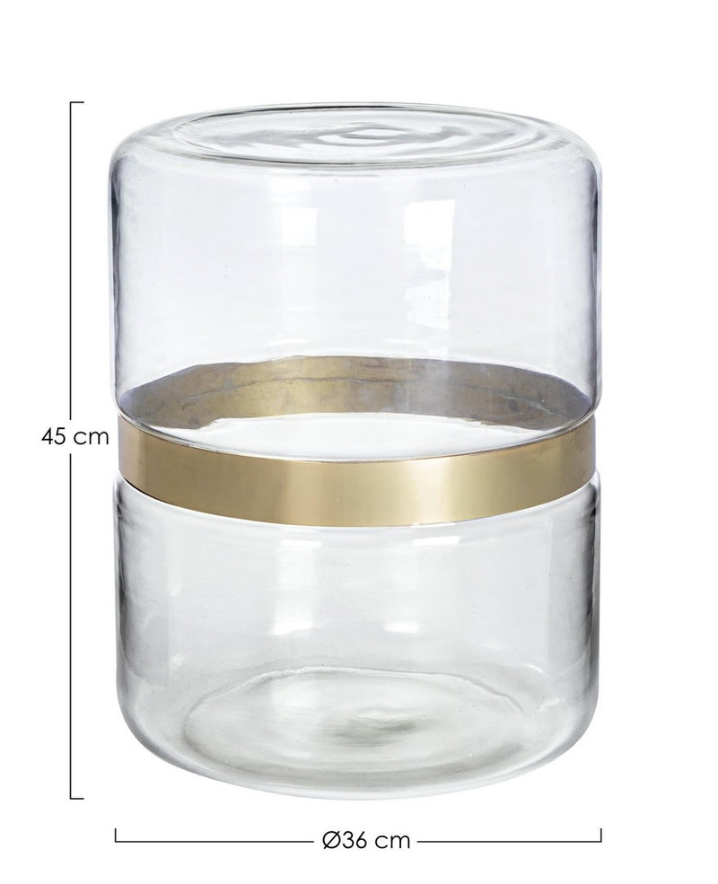 Masa de cafea din sticla si metal Namit Clear Transparent / Auriu, Ø36xH45 cm (4)